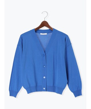 Te chichi 14G綿ポリVネックカーディガン ブルー
