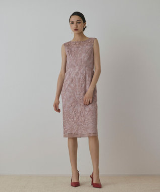 GRACE CONTINENTAL コ－ド刺繍タイトドレス