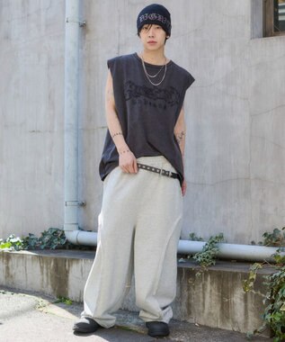 WEGO 【ユニセックス着用ITEM】ブリーチダメージアップリケノースリーブ ブラックその他