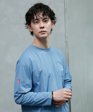 SHARE PARK MENS 【UVケア・吸水速乾・ストレッチ・軽量 】エンブレムTシャツ（L・XLサイズ） ブルー系