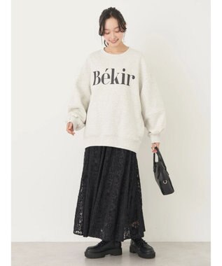 earth music&ecology 起毛レースフレアスカート Black