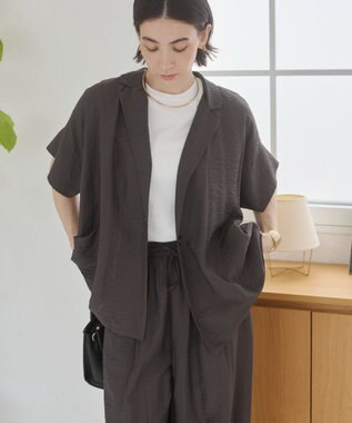 WEGO 【ANGIE VINTAGE】接触冷感半袖ジャケット ブラック中濃色