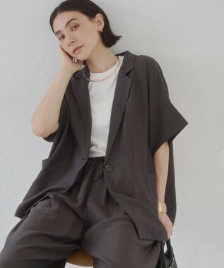 WEGO 【ANGIE VINTAGE】接触冷感半袖ジャケット ブラック中濃色