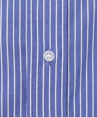 ANY L 【洗濯機可能/接触冷感/UVケア】カラーストライプシャツ ブルーロンスト