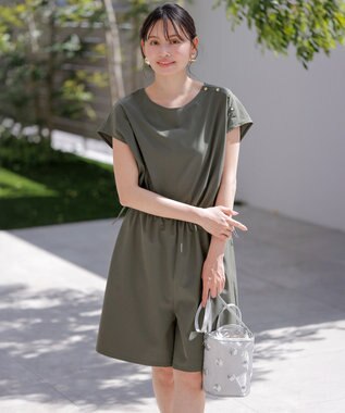 ANY SIS S 【撥水・UVカット・洗える】ラッシュガードシリーズ ショートサロペット カーキ