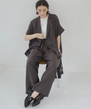 WEGO 【ANGIE VINTAGE】接触冷感半袖ジャケット ブラック中濃色