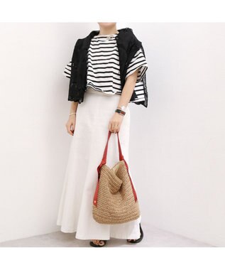 UNBILLION カシュカシュ cachecache / 下がりグログラン地柄編みトート カゴバッグ レッド