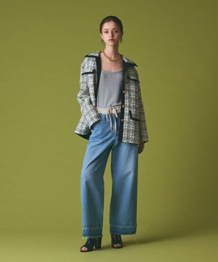 GRACE CONTINENTAL コンビデニムイージーパンツ サックス