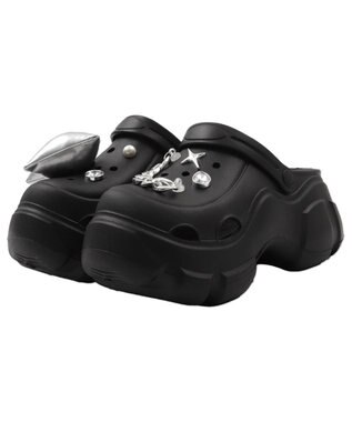 WEGO 【SMLサイズ展開】パーツ付き厚底ラバーサンダル ブラック