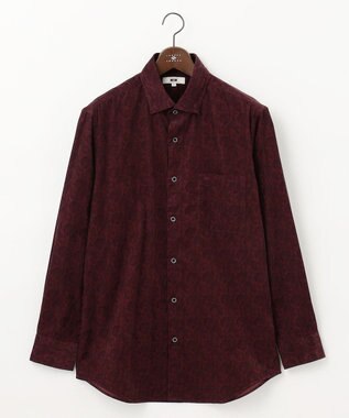JOSEPH ABBOUD 【キングサイズ・ソフトな着心地】ペイズリー柄 コーデュロイシャツ ワイン系6