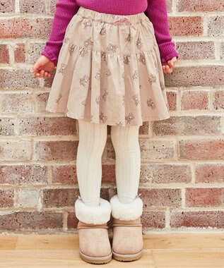 ANY KIDS チェック柄/アニマル柄スカパン ベージュ系クマ