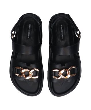 Bridget Birkin 【PARADIS COULEUR】メタルチェーン厚底フットベッドサンダル ブラック