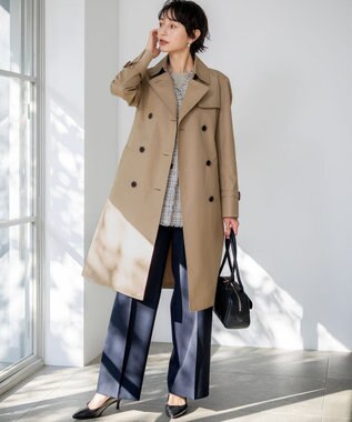 23区 エアータンブラー TCギャバジン ロング トレンチコート キャメル系