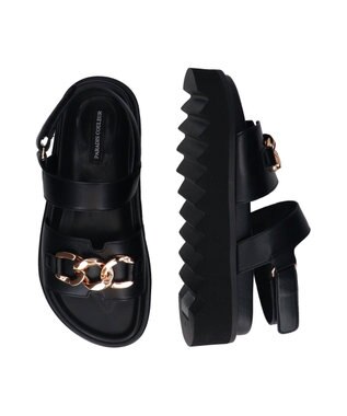 Bridget Birkin 【PARADIS COULEUR】メタルチェーン厚底フットベッドサンダル ブラック