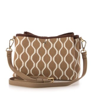 UNBILLION カシュカシュ cachecache / 柄アソートジャガード三つ口ショルダーバッグ ベージュ