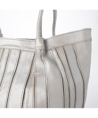UNBILLION ピークスピーク PEAKS PEAK / ソフトレザーマルチストライプトート シルバー