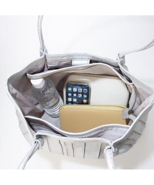 UNBILLION ピークスピーク PEAKS PEAK / ソフトレザーマルチストライプトート シルバー