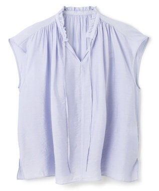 UNFILO ヴィンテージシアー ギャザーブラウス ライトブルー