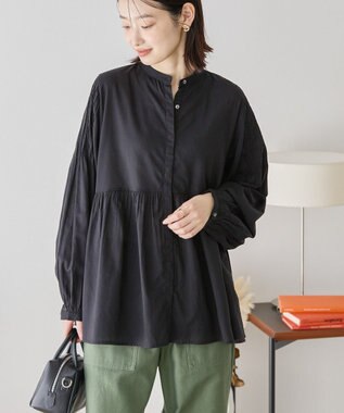 AMERICAN HOLIC バンドカラーピンタックブラウス Black