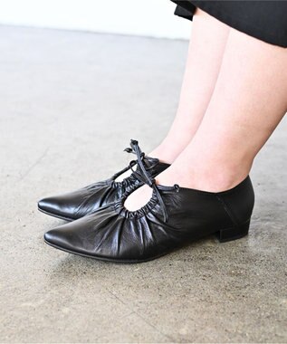 Pointer 日本製 本革ポインテッドトゥリボンパンプス ブラック