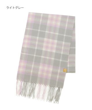 MOONBAT WEB限定【洗える】ミエル (miel) カシミヤ100％ チェックマフラー ライトグレー