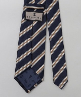 GOTAIRIKU  GOTAIRIKU別注【日本製】シルク ネクタイ_レジメンタル柄 ネイビー×ブラウン