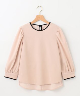 組曲 【洗える】バイカラージョーゼットバックリボン ブラウス ベージュ系