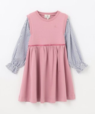 組曲 KIDS 【150-160cm】シェイプドカット ワンピース ローズ系