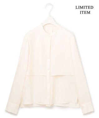 ICB L 【WEB限定・洗える】シルキーツイル  クロップドシャツ オフホワイト系