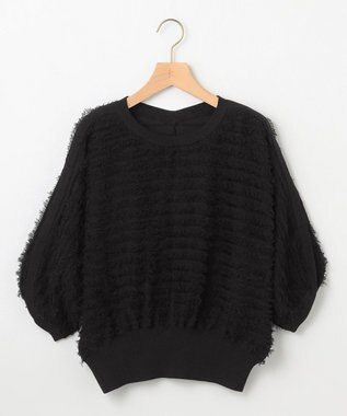 組曲 【WEB限定】カットジャガードドルマンスリーブ ニット ブラック系