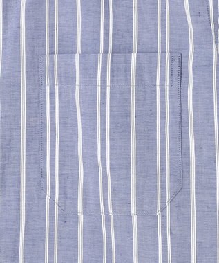 JOSEPH ABBOUD 【キングサイズ・清涼・リネンブレンド】コットンリネン ボイルコード　半袖 シャツ サックスブルー系1