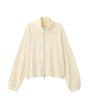 earth music&ecology 【予約】【綿100％】ダブルジップワッフルカーディガン アイボリー
