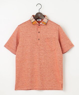 JOSEPH ABBOUD 【吸水速乾】リネンハニカム ポロシャツ オレンジ系
