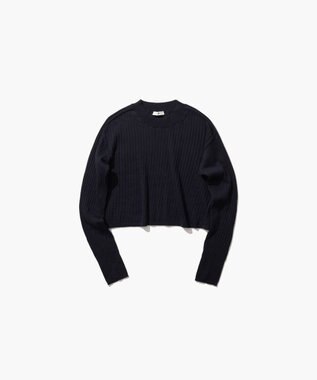 ATON CASHMERE SILK SPUN | リブプルオーバー NAVY