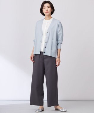 J.PRESS LADIES L 【洗える】エンブロシャツジャージー ブラウスライク カットソー ホワイト系