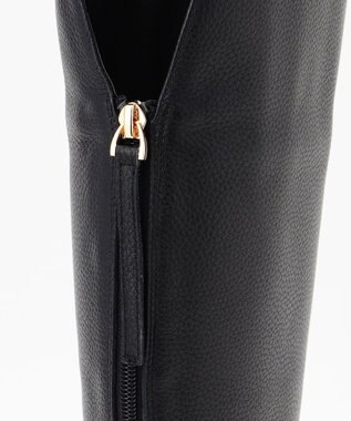 組曲 ワイドシャフト レザーロングブーツ ブラック系