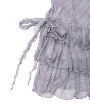 earth music&ecology フロントリボンチェックミニキャミワンピース Check Gray