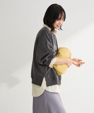 Green Parks オーバーサイズロゴ裏毛プルオーバー Charcoal Gray