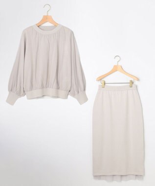 組曲 S 【WEB限定】チュールニット×リバーシブルスカート セット ライトグレー系