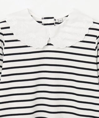 ANY KIDS 【チェリーベリーシリーズ】刺繍 ブラウス ホワイト×ブラックボーダー