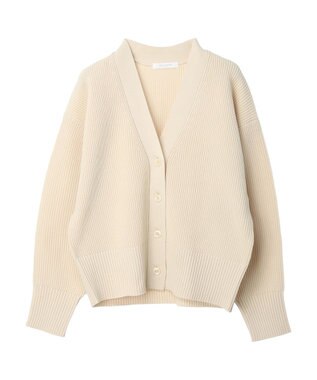 Green Parks スポンディシュ畦編みショート丈カーディガン Cream