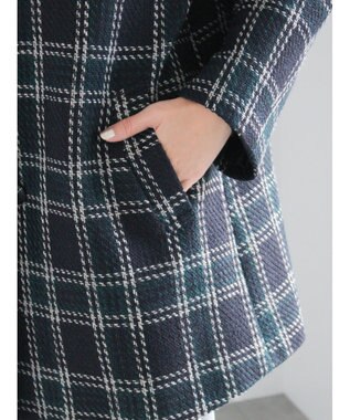 Te chichi ロービングチェックミドルコート《2025winter catalog item》 ネイビー