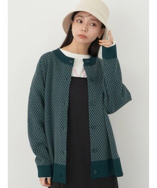 earth music&ecology ダイヤ柄ジャガードカーディガン