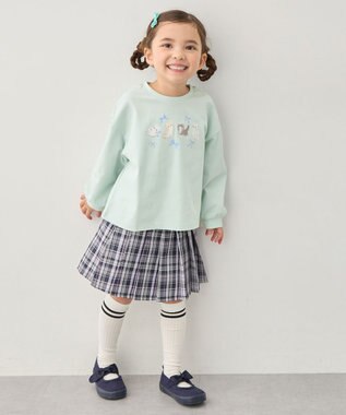 ANY KIDS 【綿100%】ネコアソート 長袖Tシャツ ミント