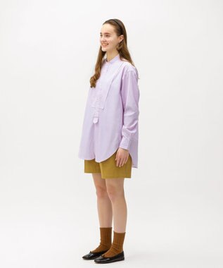 LENO  CANDY STRIPE BAND COLLAR  SHIRTS / ストライプバンドカラーシャツ PINK