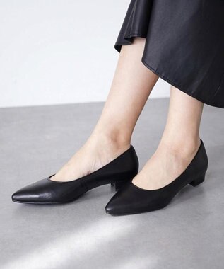 Pointer 【2cmヒール】日本製 本革美脚ローヒールパンプス ブラック