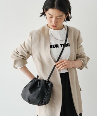 russet レザー巾着4WAYショルダーバッグ(CE-1454) Black