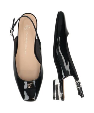 Bridget Birkin 【PARADIS COULEUR】ビジューレーンバックバンドパンプス ブラックエナメル