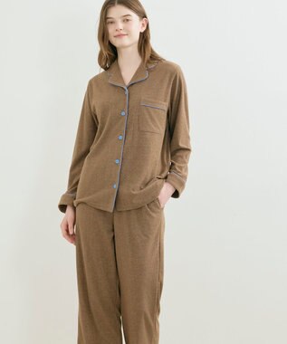 une nana cool 【綿混】コットンパイルパジャマMADEWITHLIBERTYFABRIC ブラウン