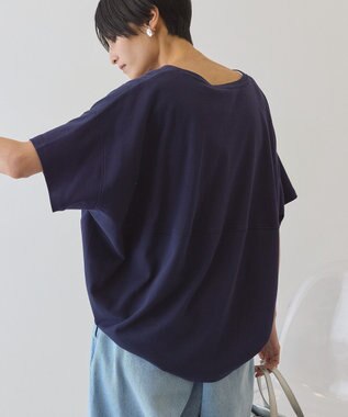 AMERICAN HOLIC 【接触冷感+UVカット】半袖コクーンカットプルオーバー Navy